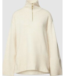 Sweter z dzianiny z krótkim zamkiem błyskawicznym model
