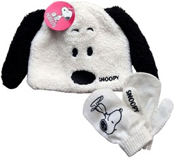Komplet czapka rękawiczki Peanuts Snoopy zimowy piesek