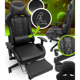 Fotel Gamingowy Obrotowy Regulowany Dla Gracza Czarny