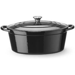 HENDI Garnek żeliwny emaliowany, 6,88 L, czarny, 40.5x25.5x(H)13.4