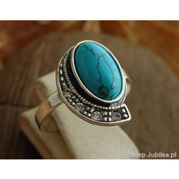TEMPOLI - srebrny pierścionek z turkusem i kryształami