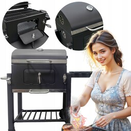 Grill Węglowy Ogrodowy Duży Żeliwny Ruszt Termometr