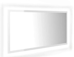 Elior Nowoczesne białe lustro w połysku LED -