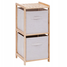 Regał Bambusowy Z Dwoma Materiałowymi Białymi Koszami 34,7