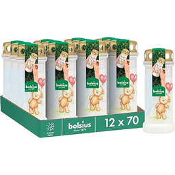 Bolsius Znicz biały z motywem 12 szt. miś
