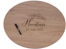 ČistéDřevo Tabliczka drewniana ślubny na podpisy orzech liście