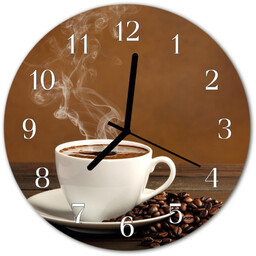 Zegar szklany okrągły Kawa