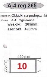 Okładka na podręcznik B5. Regulowana 50 sztuk. 265x490