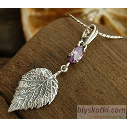 LISTEK - srebrny wisiorek z ametystem