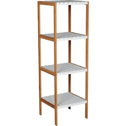 MSV Regał łazienkowy bambusowy z 4 półkami, regał