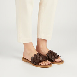 Armodo Klapki damskie, cholewka ze skóry naturalnej odkryte