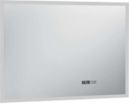 Edinos Nowoczesne srebrne lustro z zegarem LED 100x60