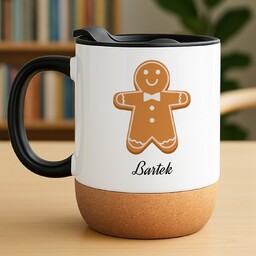 Kubek ceramiczny biały z przykrywką dla niego