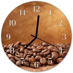 Zegar szklany okrągły Ziarna kawy