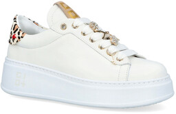 Sneakersy skórzane premium - GIO+ PIA354A BIAŁE PANTERKA