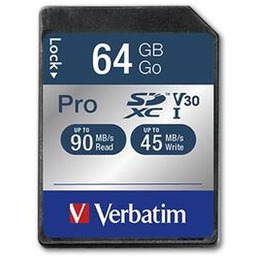 Karta pamięci SDXC Verbatim Pro U3 64GB (90/45
