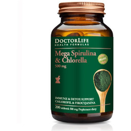 Mega Spirulina & Chlorella 500mg suplement diety 200
