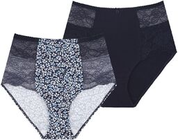 Wysokie figi damskie (2 pack) z koronką po
