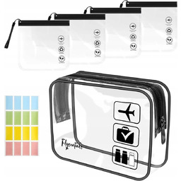 PRZEZROCZYSTE KOSMETYCZKI PODRÓŻNE WODOODPORNE ETYKIETY ZESTAW 5 SZTUK