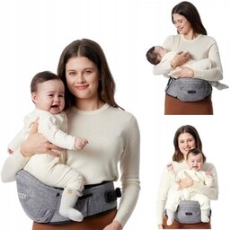 Nosidełko Biodrowe Nosidło Dla Dziecka z Kieszeniami Szare
