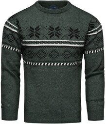 Sweter męski wełniany norweski zielony Recea