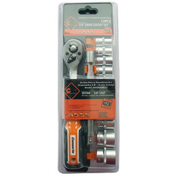ZESTAW KLUCZY NASADKOWYCH 3/8'' z GRZECHOTKĄ - 12