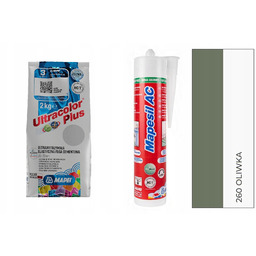 Zestaw Mapei Fuga Ultracolor Silikon 260 Oliwka