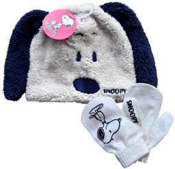 Komplet czapka rękawiczki Peanuts Snoopy zimowy piesek