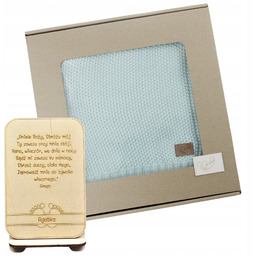 Kocyk Bambusowy Chrzest Grawer Tabliczka Modlitwa