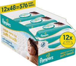 Pampers Aqua Soft Touch chusteczki nawilżane, 12 x