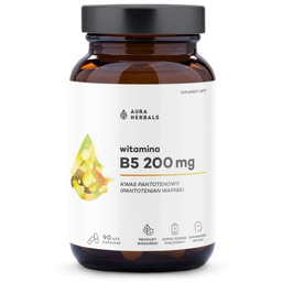 Witamina B5 200 mg, kwas pantotenowy, Aura Herbals,