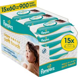Pampers Aqua Soft Touch chusteczki nawilżane, 15 x