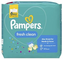 Pampers Fresh Clean Chusteczki nawilżane, 6x 52szt.