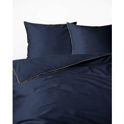 Detexpol Pościel satynowa 160x200 granatowa z lamówką Mako