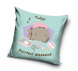 Poszewka dla dziecka 40x40 Kotek PUSHEEN weekend niebieska