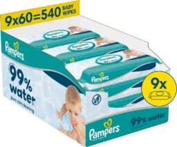 Pampers 99% Water, chusteczki nawilżane, 9 x 60