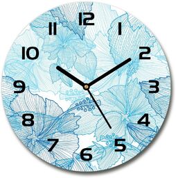 Zegar szklany okrągły Hawajskie kwiaty