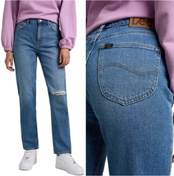 Lee CAROL STRAIGHT MidTrashed MOM JEANS W31 L35