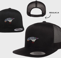 Haftowana czapka z prostym daszkiem (snapback) GOŁĄB czarna