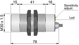 Czujnik pojemnościowy Fi 30 mm SC30SP-CE25 PNP NO+NC