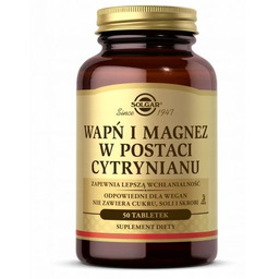 SOLGAR Wapń i Magnez cytrynian - 50 tabletek