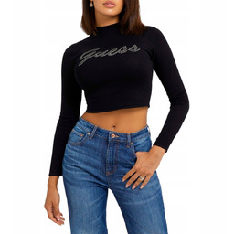 GUESS DAMSKI GOLF LS GUESS RHINESTONE CZARNY r.M