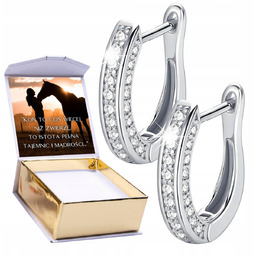 Srebrne Kolczyki Angielskie Zapięcie Podkowy z Cyrkoniami Przecinki