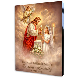 Pamiątka Pierwszej Komunii Świętej dla dziewczynki personalizowany obraz