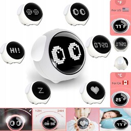 Zegar Budzik Dla Dzieci Emoji Lampka Nocna Led