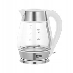 Czajnik elektryczny Teesa, szklany inox, 2200 W, biały,
