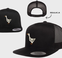 Haftowana czapka z prostym daszkiem (snapback) GĄSKA czarna