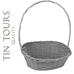 SZARY KOSZ PREZENTOWY Z PAŁĄKIEM 46x36x12/18/57 cm