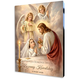 Pamiątka Pierwszej Komunii Świętej obraz na desce