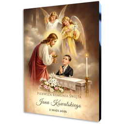 Pamiątka Pierwszej Komunii Świętej obraz na desce -